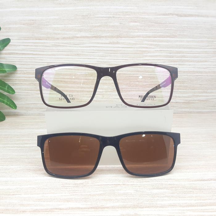 Kacamata clip on Pria Polo Fashion 8004