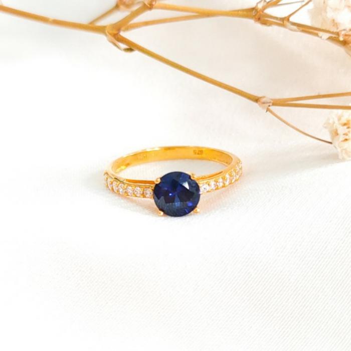 Cincin Emas asli model lempeng permata rusia
