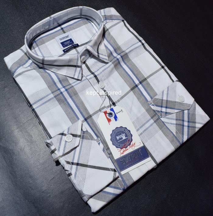 SCOTCH&CO Kemeja Pria Casual Lengan Panjang Putih Modern Fit TDN 04