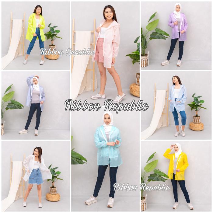 Jaket Wanita Long Coat Parasut Semi Transparan Woman Casual Jacket