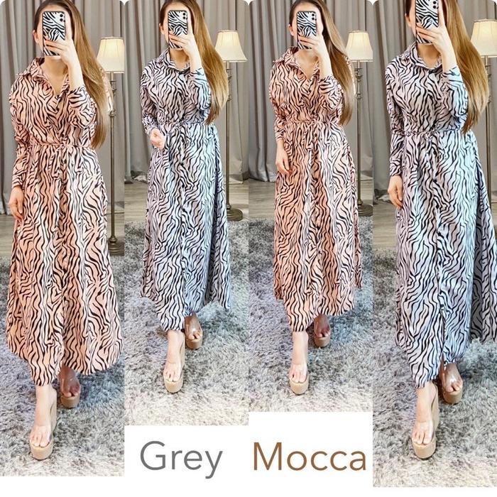 ONNEFASHION gamis muslim/gamis motif zebra dress panjang wanita maxy
