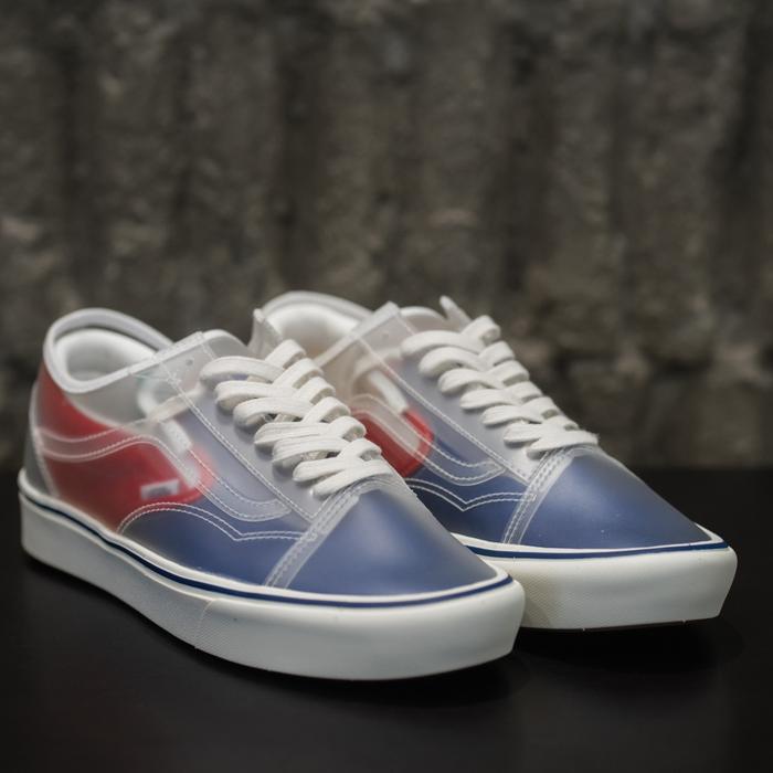 vans comfycush slip skool red navy pt navya