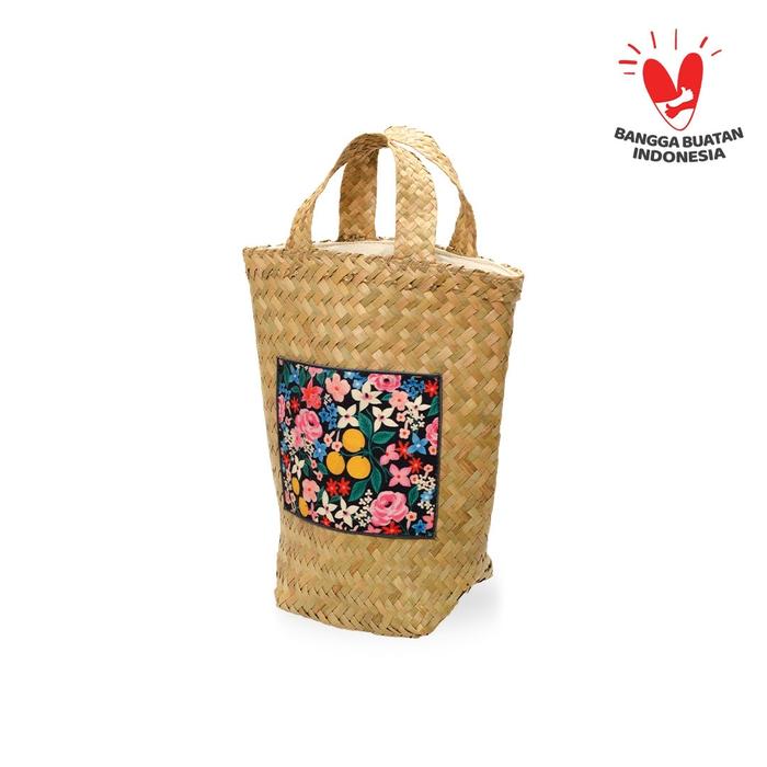Tas Totebag Anyaman Handmade Du Anyam x Ayang Cempaka β Roses Pattern Eco Bag Purun