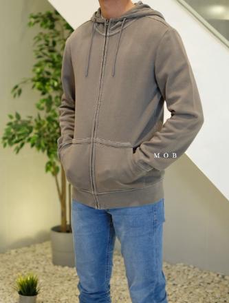 TM Fleece Zip Garment Dyed Olive