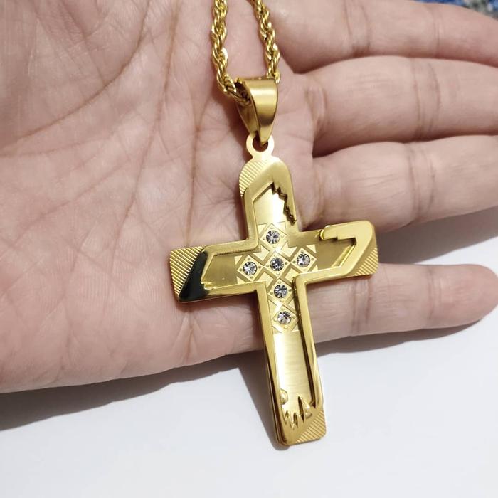 BIG CROSS kalung salib pria besar titanium anti karat