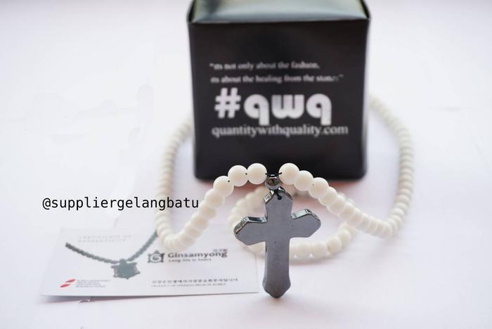 KALUNG salib giok PUTIH Ginsamyong peredaran darah korea gelang onyx