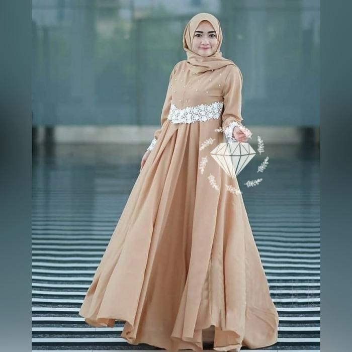 Maxi fanelia mocca Baju pesta gamis cantik bagus murah fane at