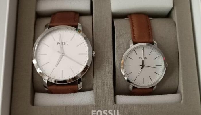 Fossil couple watch leather brown