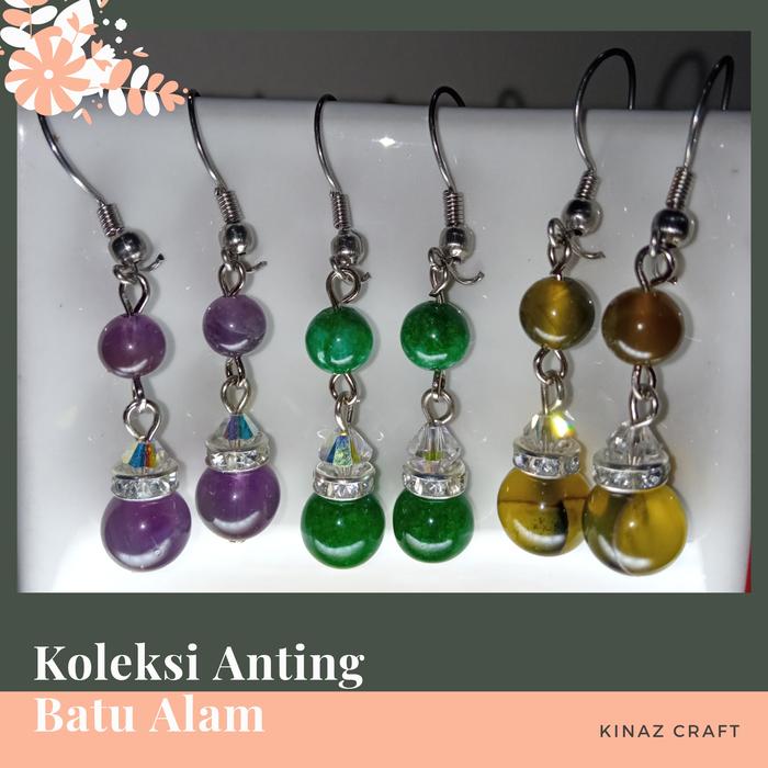 Anting kombinasi Batu Alam dan kristal swarovski