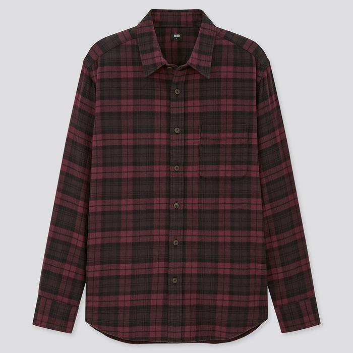flannel uniqlo original, not nike, h&m, adidas, kemeja, jaket, merah