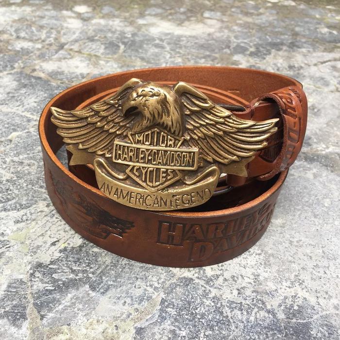 Ikat Pinggang Pria Kulit Asli Sabuk Cowok Harley Davidson Elang