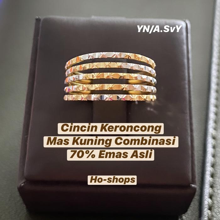 Cincin Keroncong Mas Kuning Combinasi Kadar Emas 70% Asli Emas