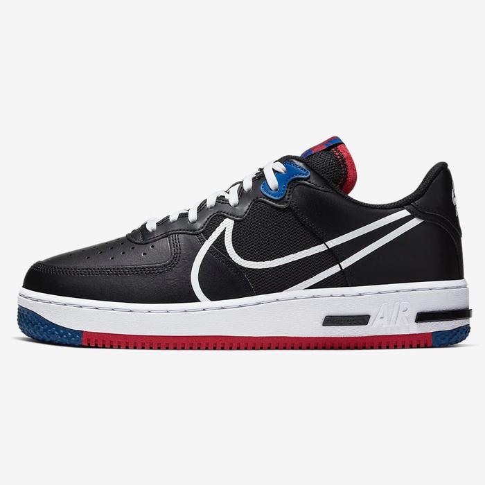 NIKE AIR FORCE 1 REACT BLACK GYM RED WHITE
