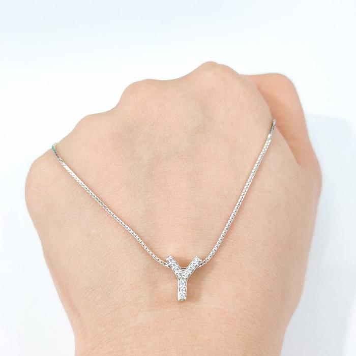 Set Kalung dan Liontin Prilly Huruf Y Elegant Emas Asli