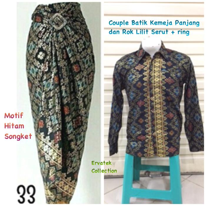 Couple Batik CBPJL24 Kemeja Pria Panjang dan Rok Lilit Serut Songket