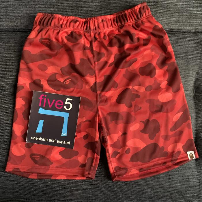 Bathing ape bape red camo short shorts