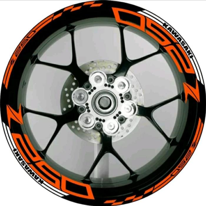 STICKER VELG CUTTING STICKER KAWASAKI Z250 WHITE ORANGE 03