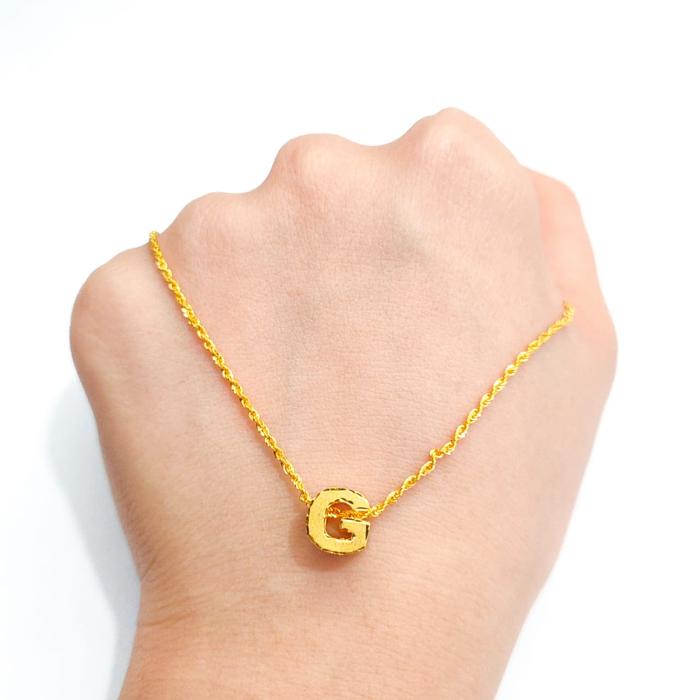 Set Kalung dan Liontin Huruf G Elegant Emas Asli