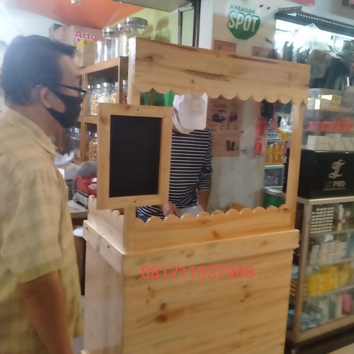 booth gerobak kayu makanan