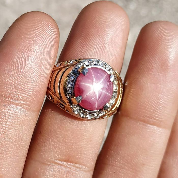 Cincin Batu Akik Mulia Permata Ruby Star Asli Natural
