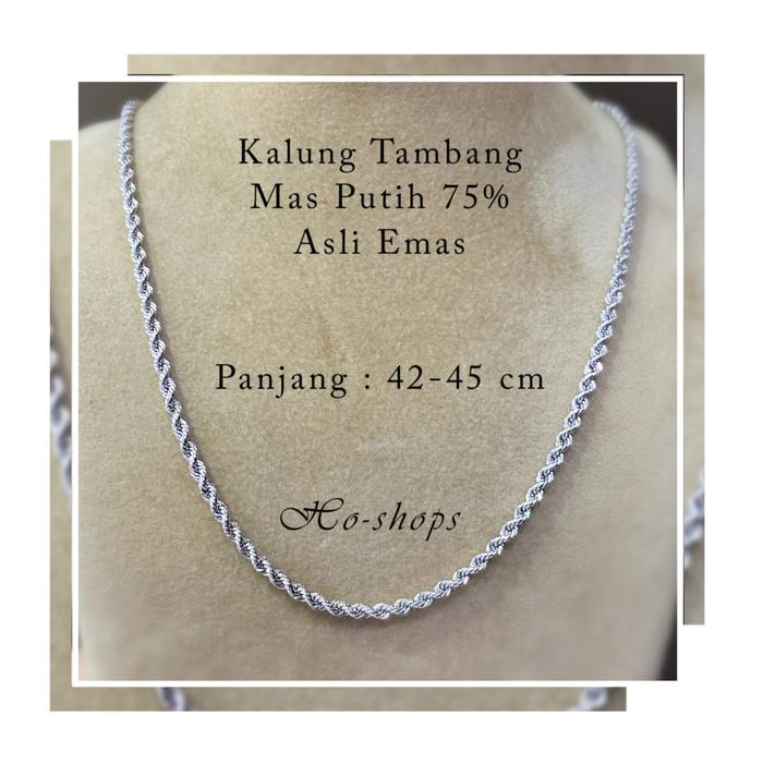 Kalung Tambang Mas Putih Kadar 75% Asli Emas