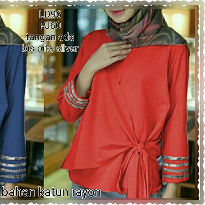 atasan muslim wanita merah cabe blouse kemeja gamis cewek simple