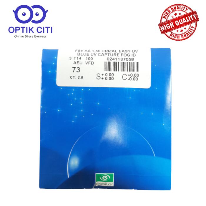 Lensa Kacamata Minus Crizal Essilor 1.67 Blue Uv Capture Original