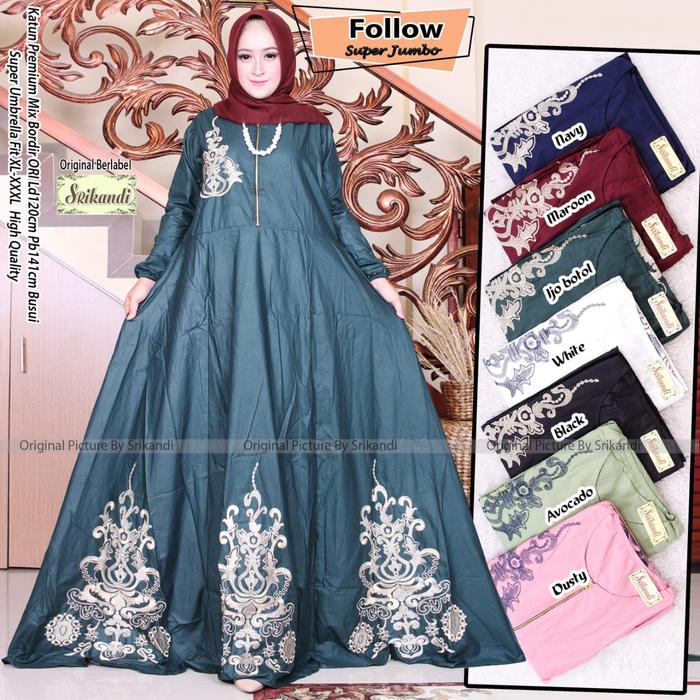 FOLLOW SUPER JUMBO DRESS KATUN BORDIR ORI LD 120CM