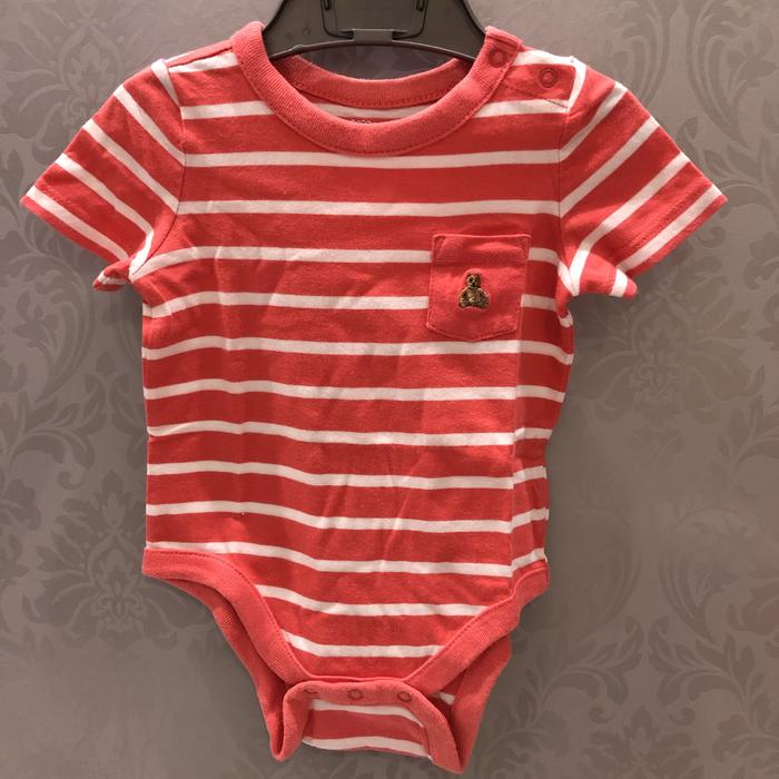 [Preloved] Baby GAP Jumper Romper Playsuit Onesies orange stripes 3-6m