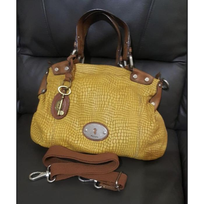 Fossil Mckenna Satchel Embossed Yellow