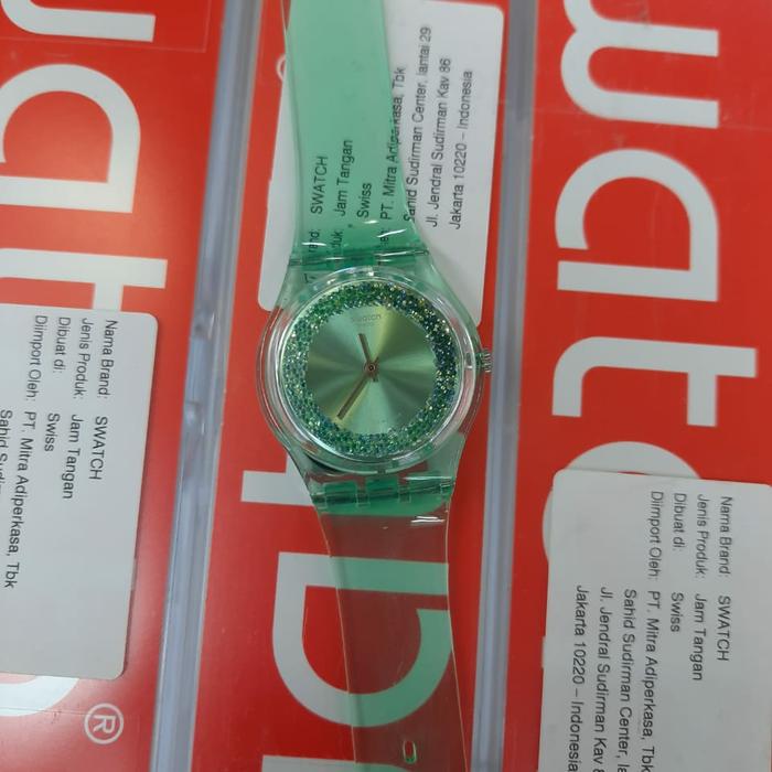 Swatch Analog Jam Tangan Wanita Karet Hijau GG225 AMAZO-NIGHT Original