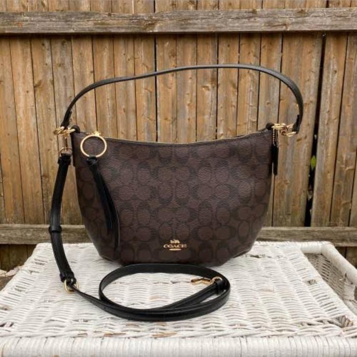 coach skylar hobo signature maho black