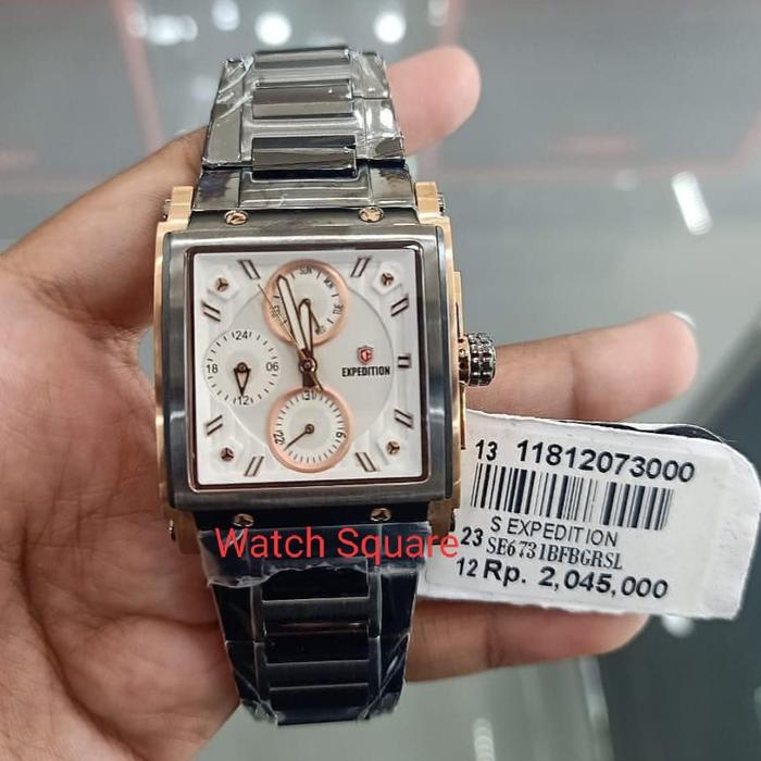 Jam Tangan Wanita Expedition Original E6731 Grey Gold White