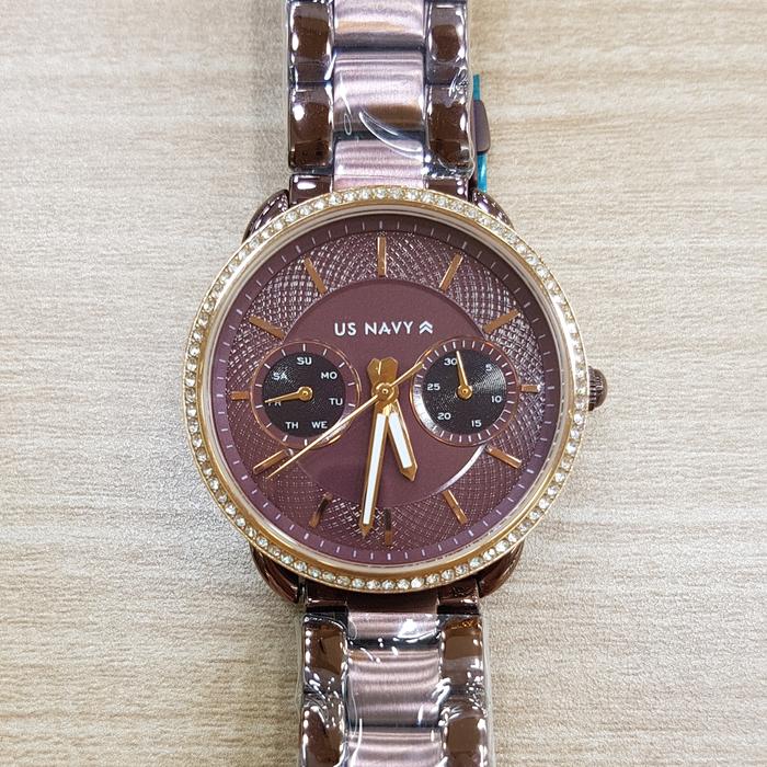 Jam Tangan US NAVY 4258 Brown Dial Brown Stainless Steel Ladies Watch