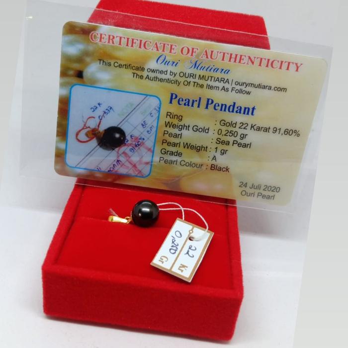 liontin emas 22 karat mutiara laut hitam original asli lombok