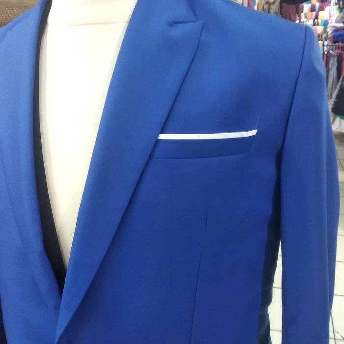 jas formal jas blazer jas biru navy list putih pria