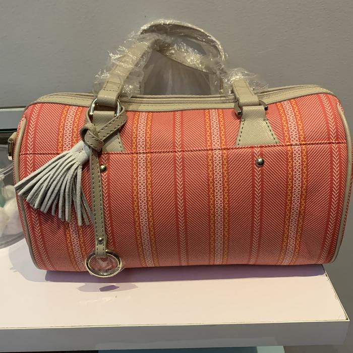 Tas Tangan Calestino Monogram Zipped Boston Red Grenadine Original