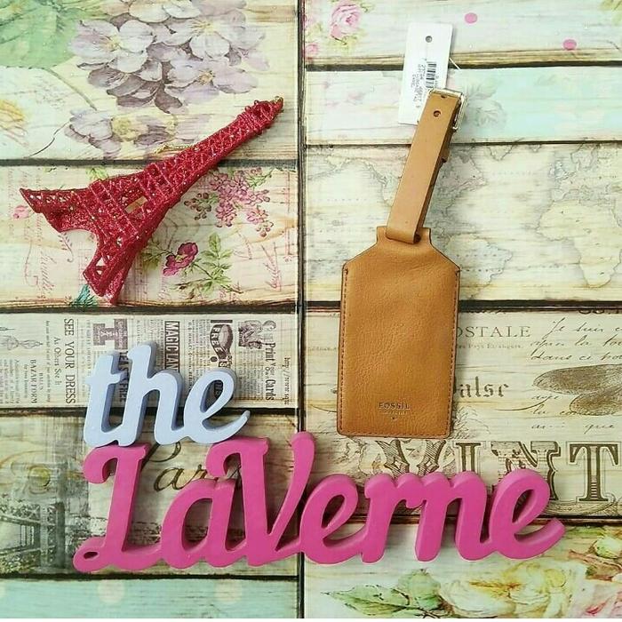 Fossil original luggage tag leather key fob bag charm keychain kunci