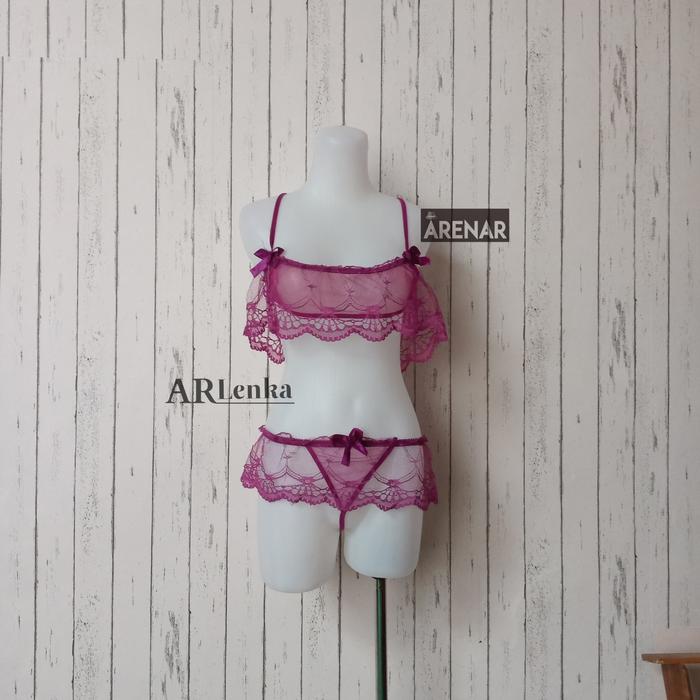 SKA69 Sexy Lingerie Bra Set Ungu - Bikini Ungu Transparan Tipis