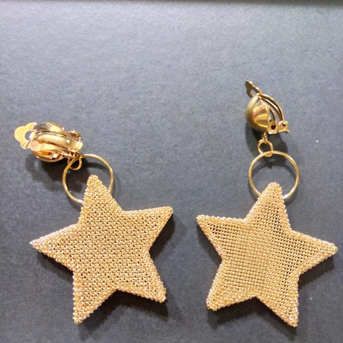 Anting jepit gantung bintang emas