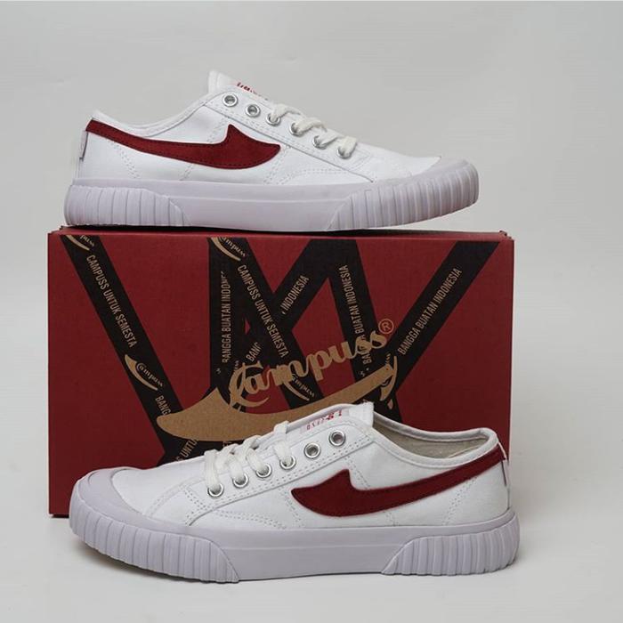 Sepatu campuss semesta low white swoosh red