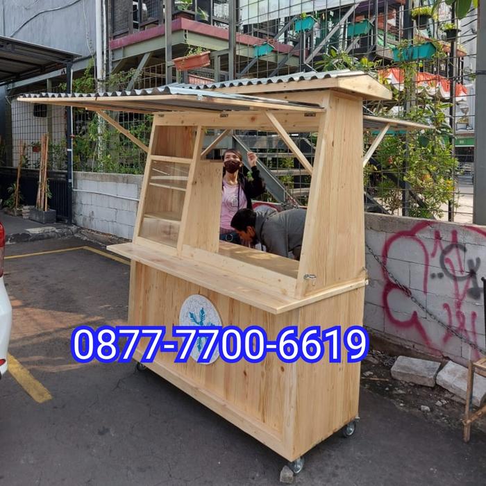 booth semi container / gerobak semi container / gerobak kayu dimsum