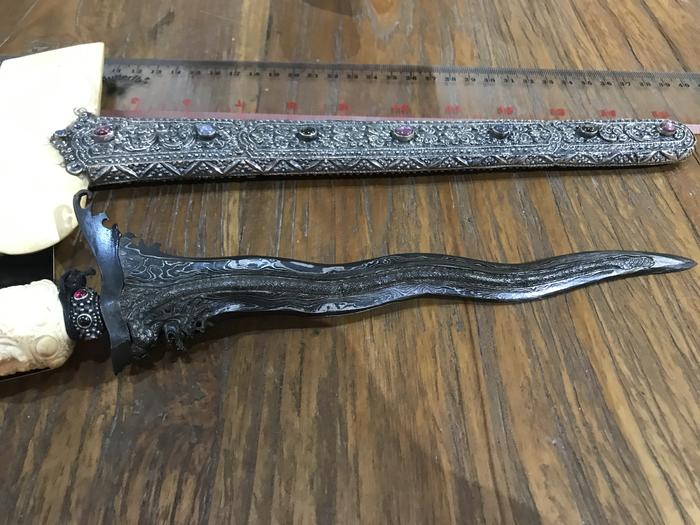 Keris naga sosro kombinasi ukiran perak 925 handmade bali