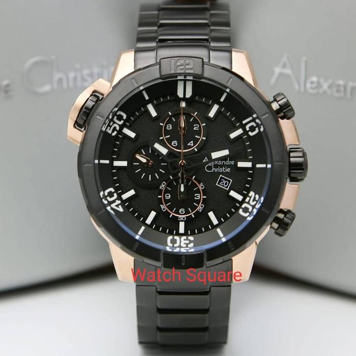 Alexandre Christie Original AC6554 Black Rosegold Jam Pria Original