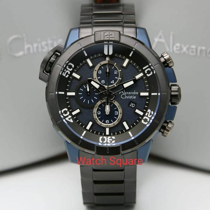 Alexandre Christie Original AC6554 Black Blue Jam Pria Original