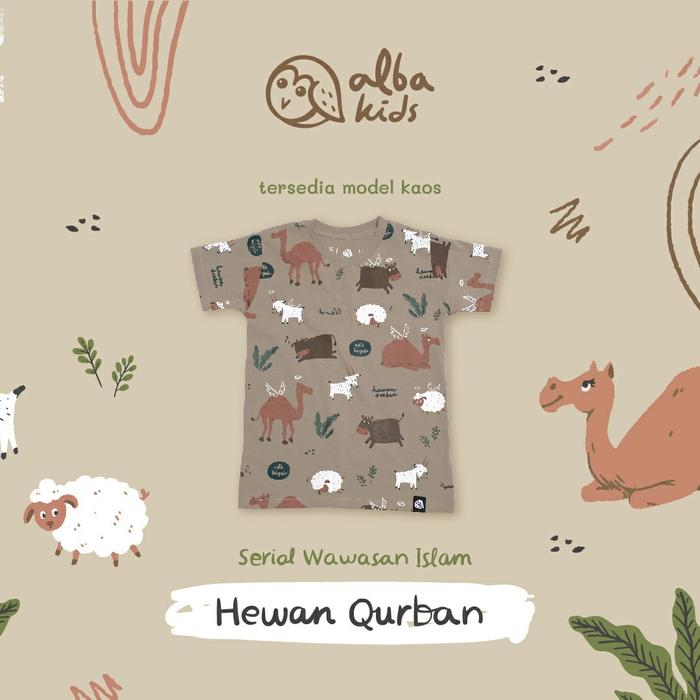 Kaos Anak Muslim Alba Kids Hewan Qurban Sapi Kambing bahan Katun