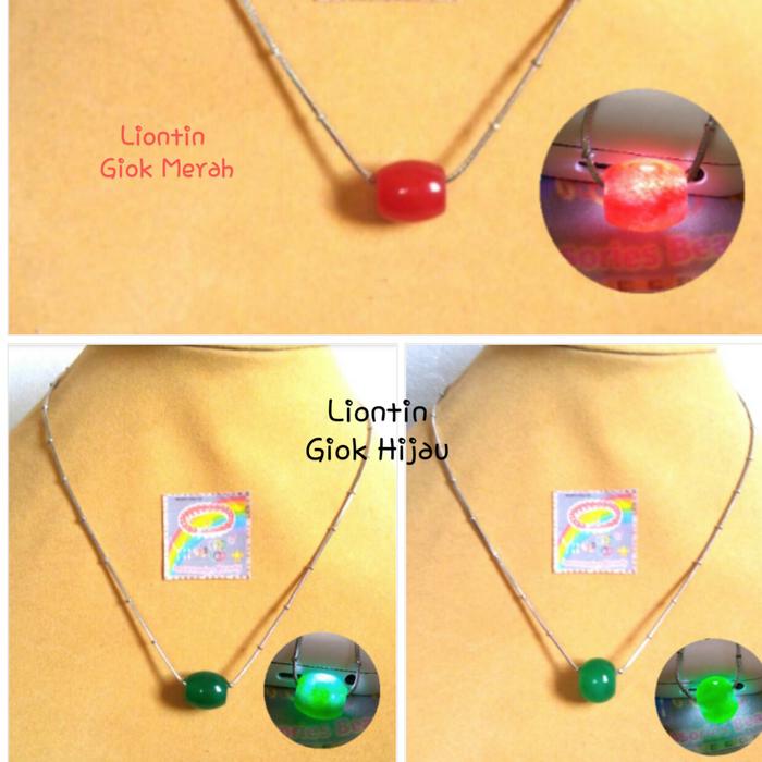Liontin Giok Import Hijau & Merah Natural Batu
