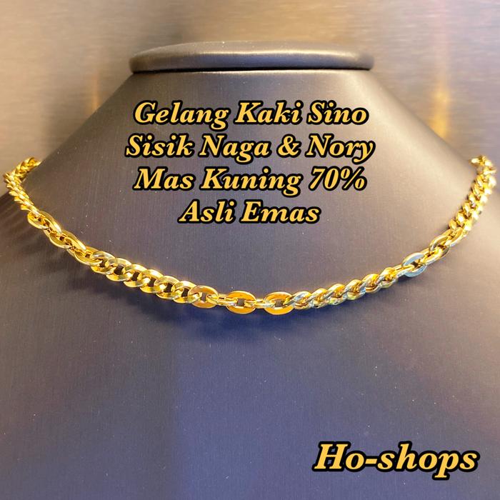Gelang Kaki Sino / Sisik Naga & Nory Mas Kuning Kadar 70% Asli Emas