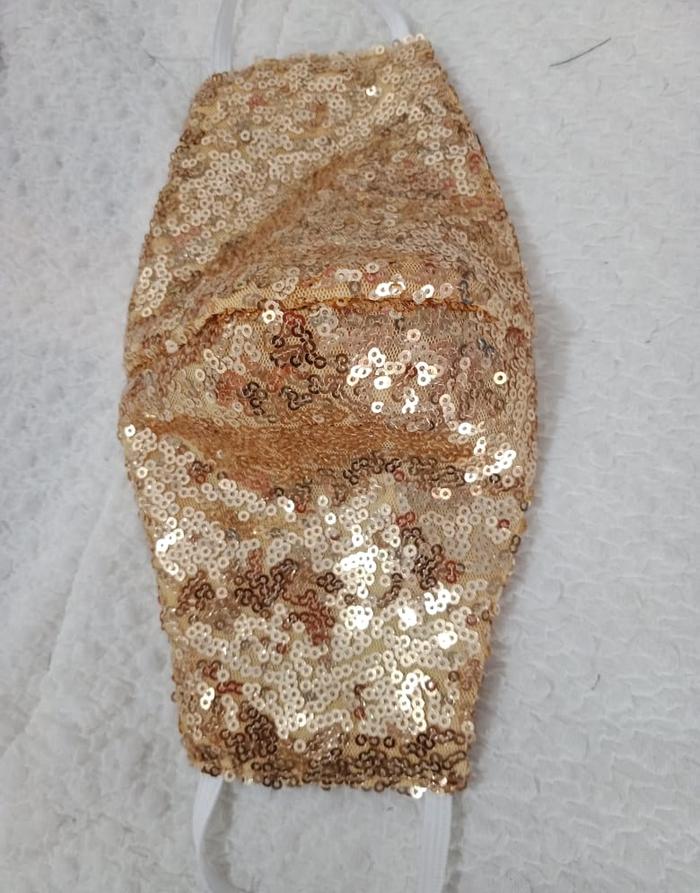 Masker anak / dewasa sequin warna gold