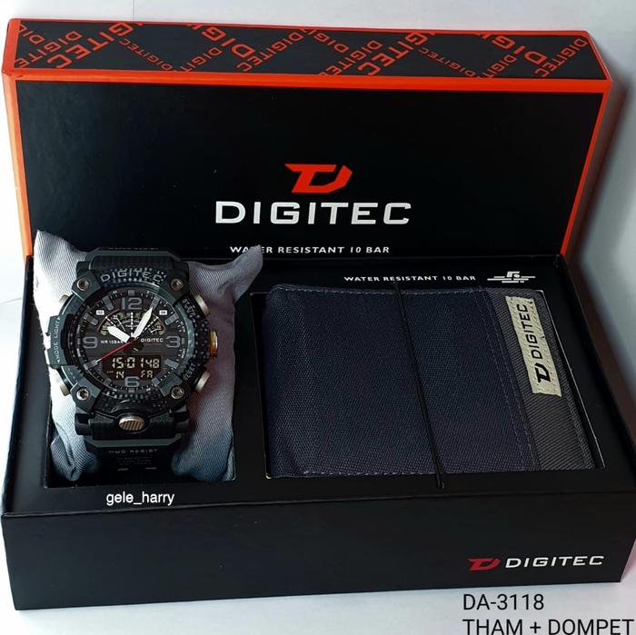Digitec DA-3118T DA3118 DA 3118 Hitam Dial Merah Gratis Dompet